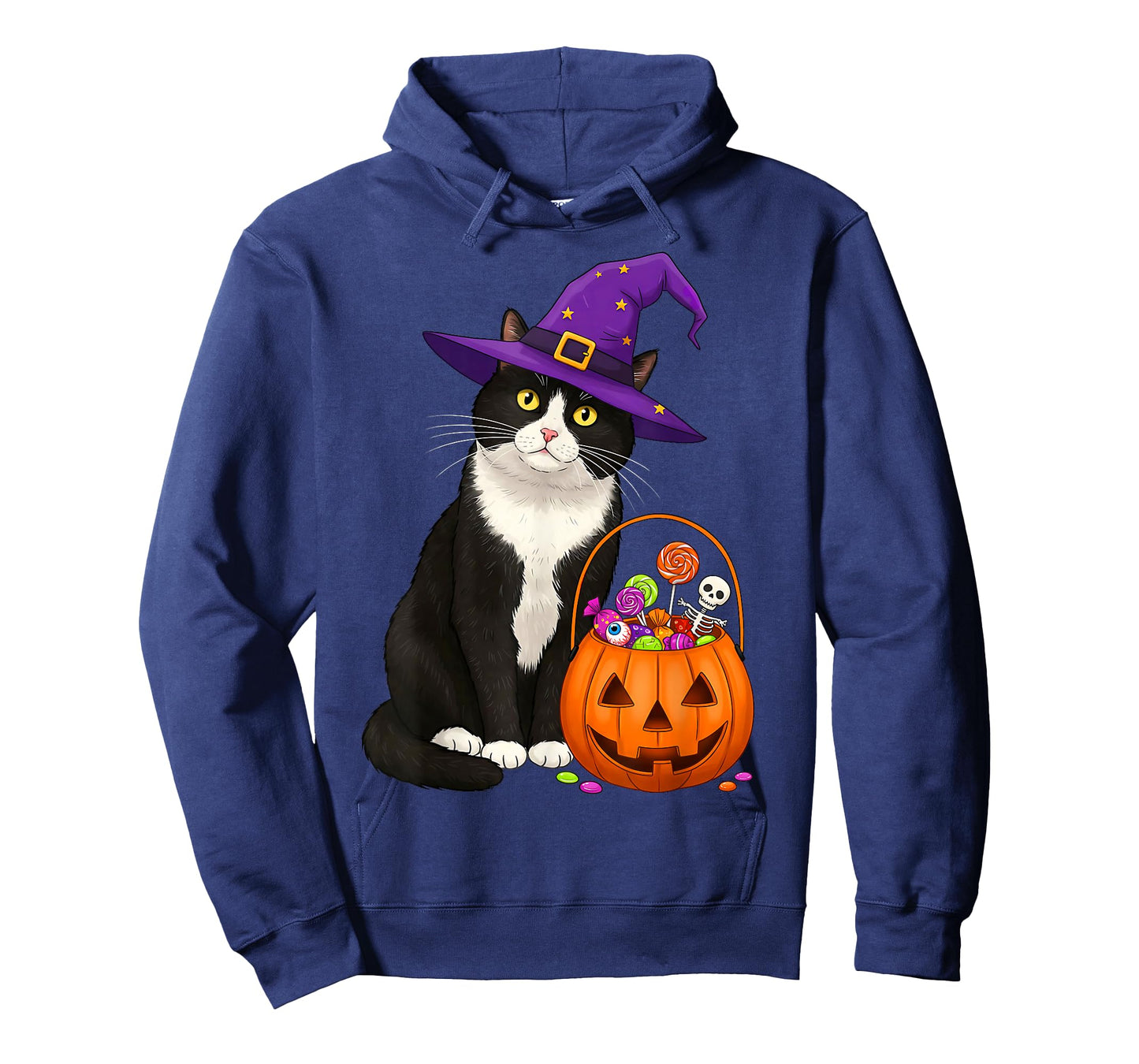 Tuxedo Witch Cat & Halloween Candy Basket for Men Women Kids T-Shirt