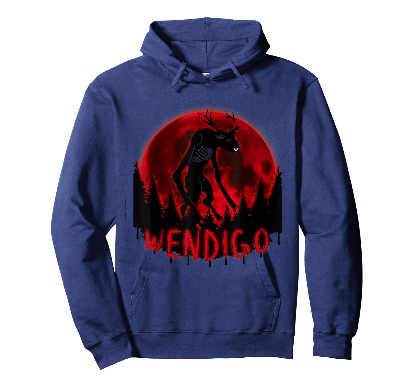 Red Full Moon in a ghost forest Wendigo Folklore T-Shirt