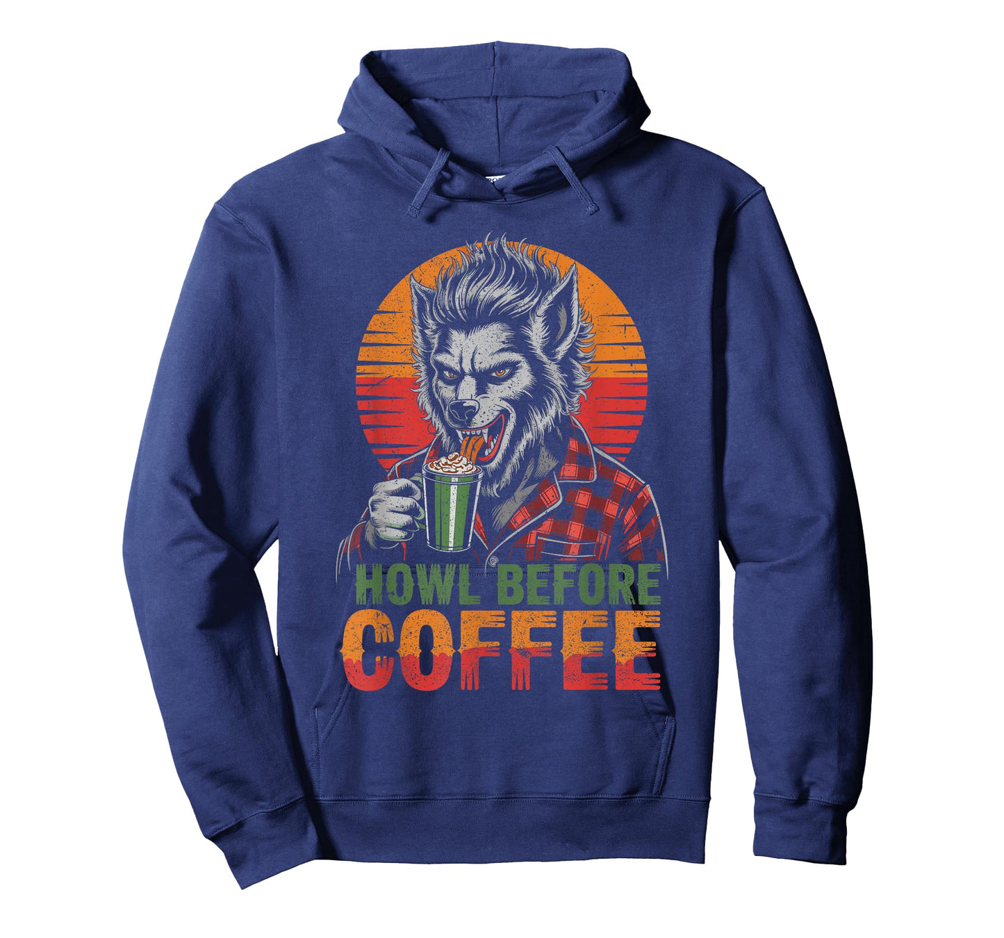 Werewolf Drinking Coffee with Sunset Scary Halloween T-Shirt