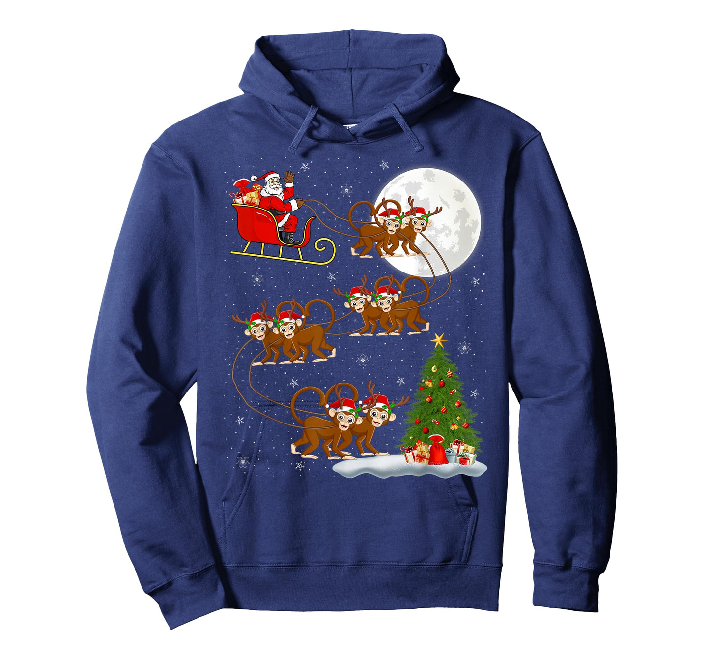 Monkey Santa Sleigh Flying Funny Magical Christmas T-Shirt