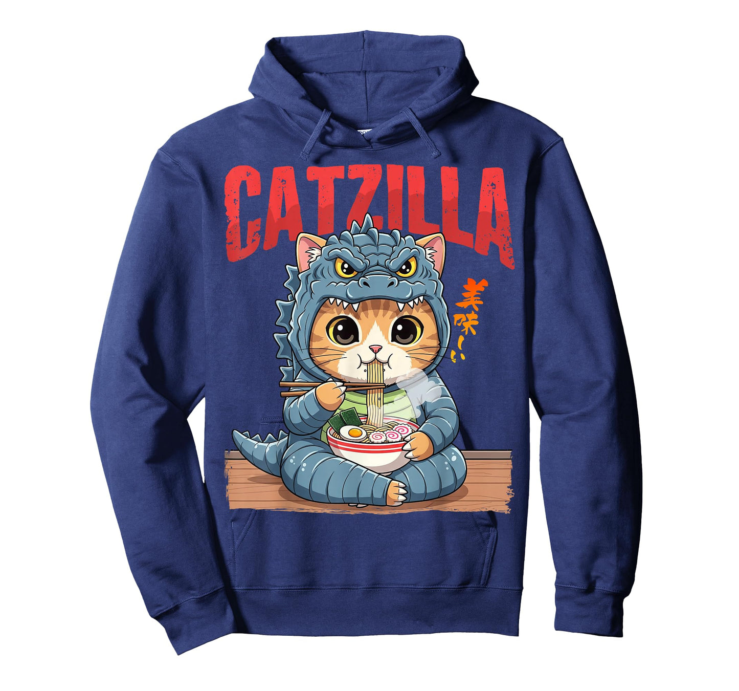 Funny Catzilla Eating Ramen Cute Cat Lover Japanese Art T-Shirt