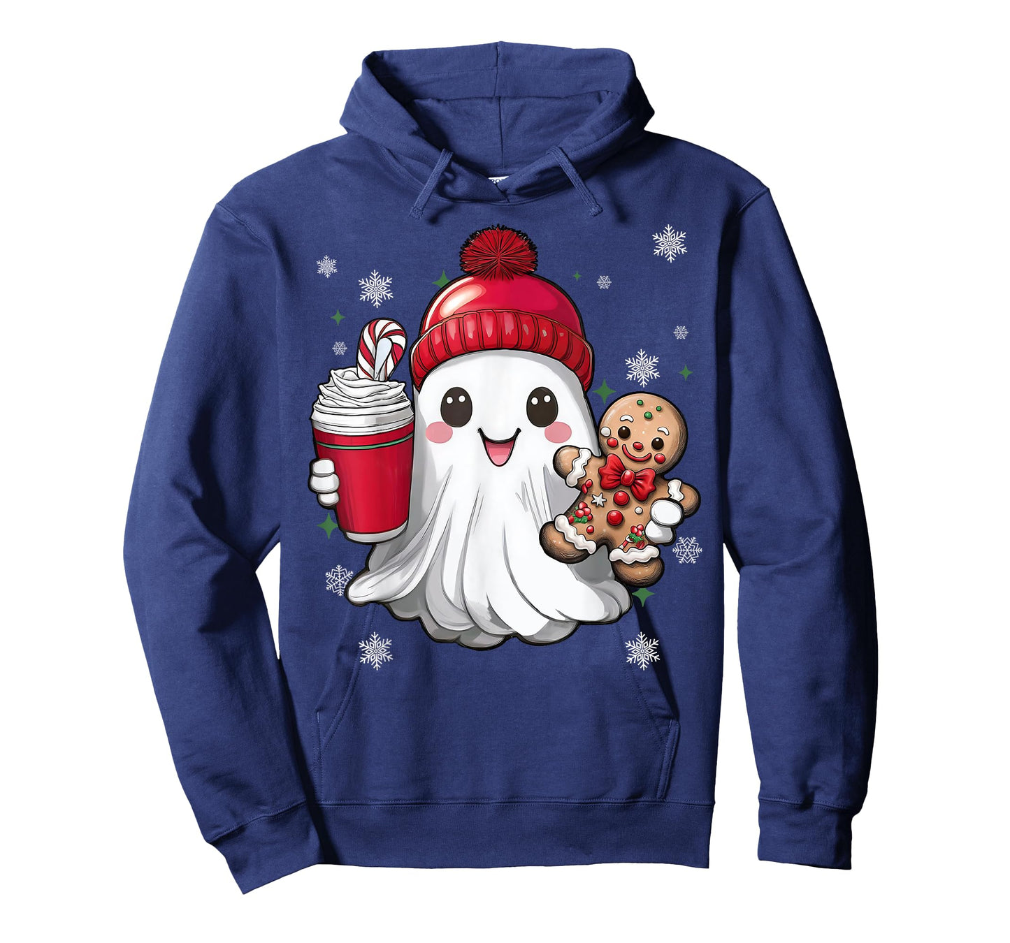 Retro Ghost Beanie Christmas Holiday Xmas Coffee Gingerbread T-Shirt