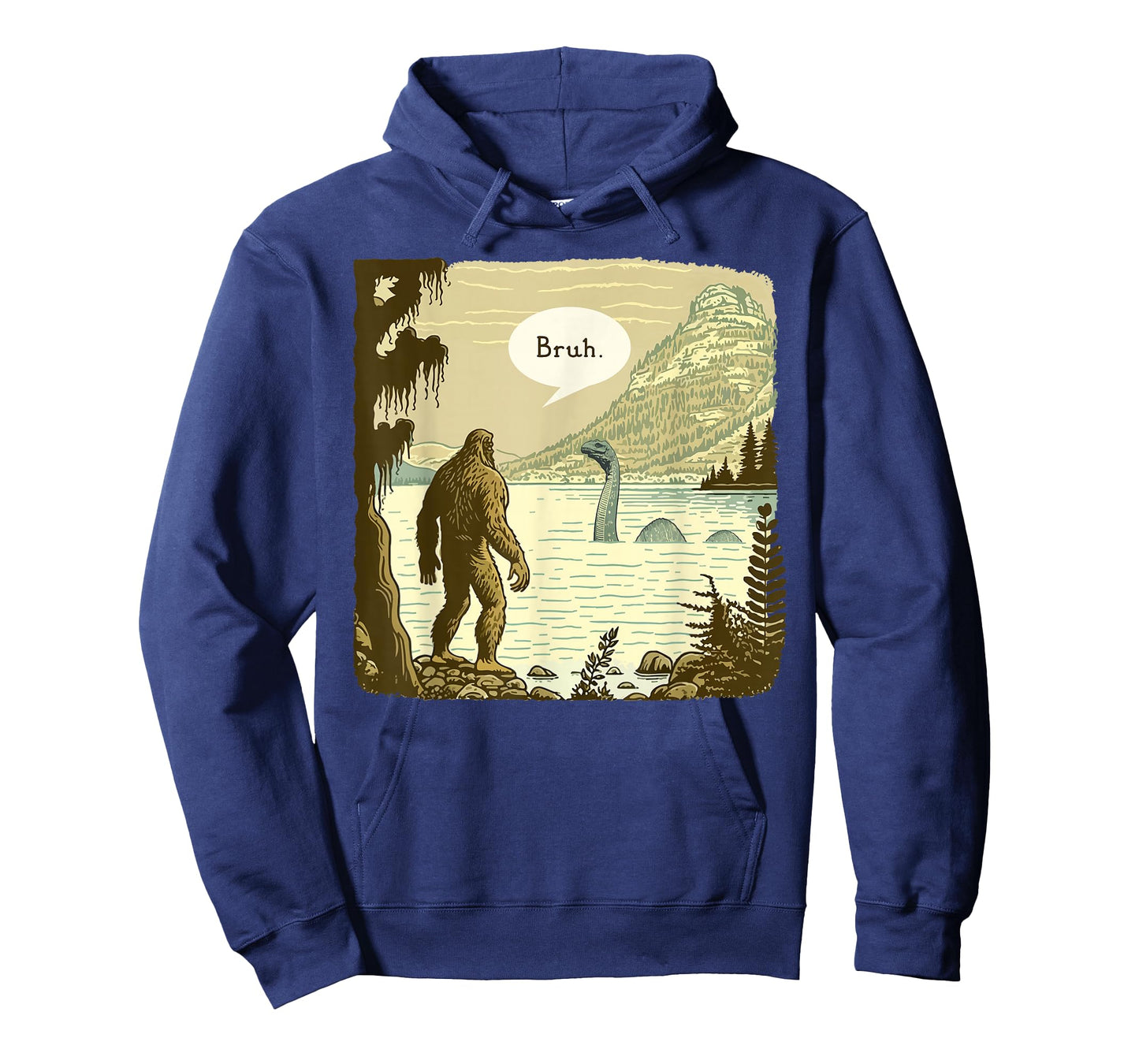 Funny Bigfoot Sasquatch Loch Ness Monster Introvert Bruh T-Shirt