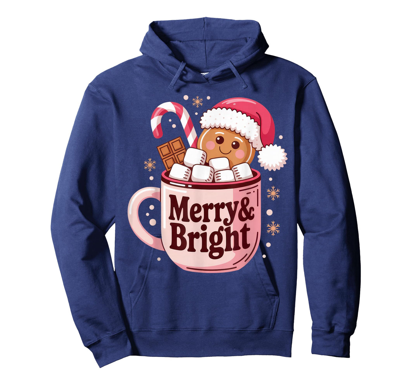 Merry and Bright Christmas Hot Cocoa Gingerbread Design T-Shirt