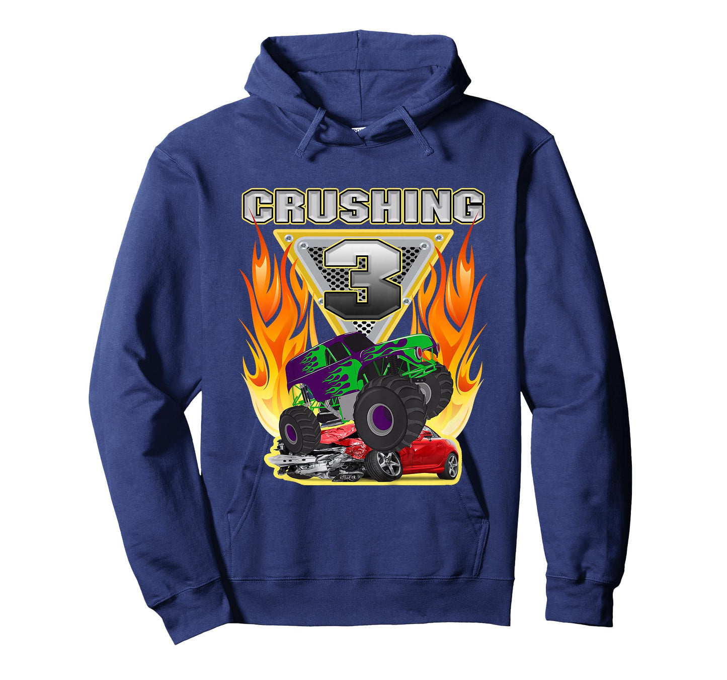 Monster Truck Crushing being 3 Three Years Old 3rd Birthday T-Shirt