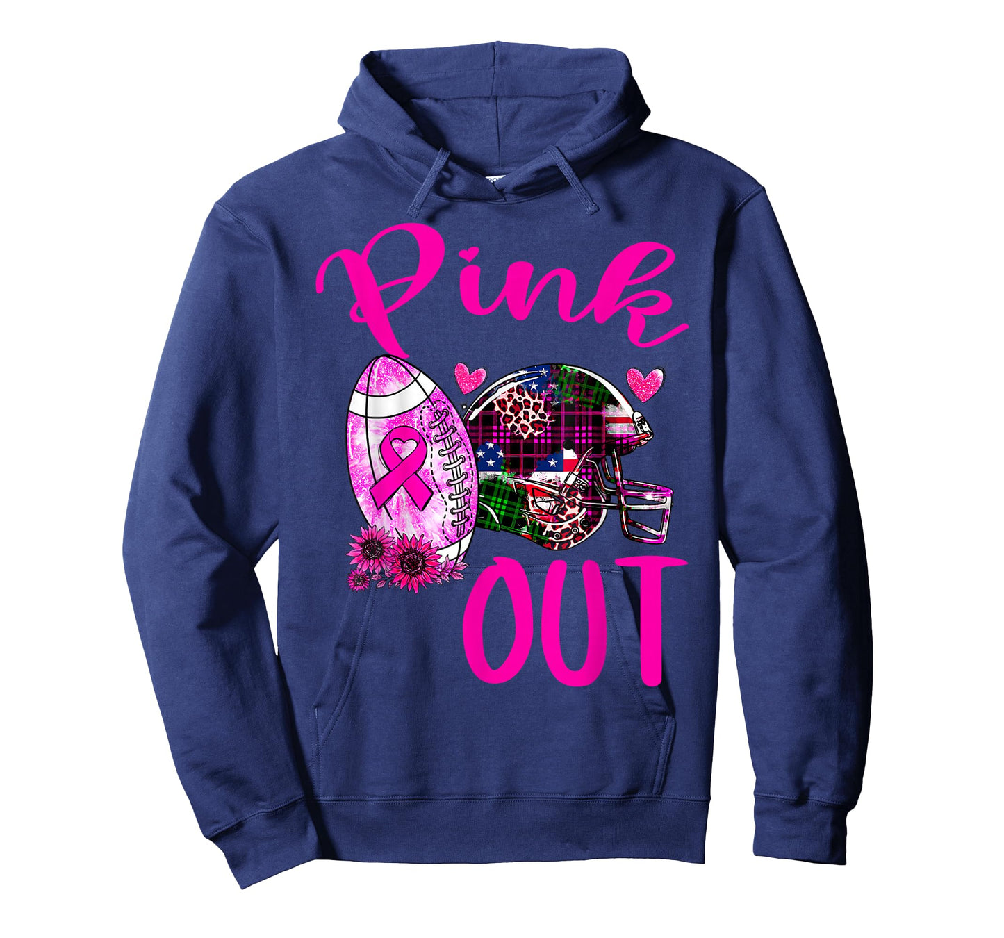 Pink Out Breast Cancer Awareness Bleached Football Mom Girls T-Shirt