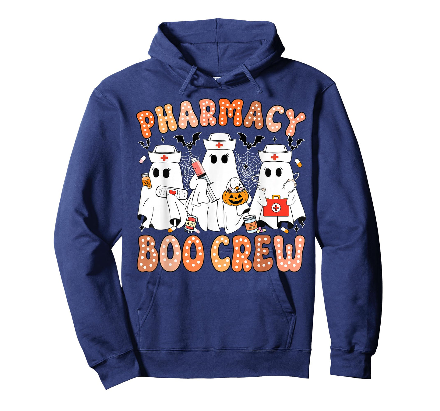 Groovy Retro Pharmacy Boo Crew Spooky Halloween Ghost Women T-Shirt