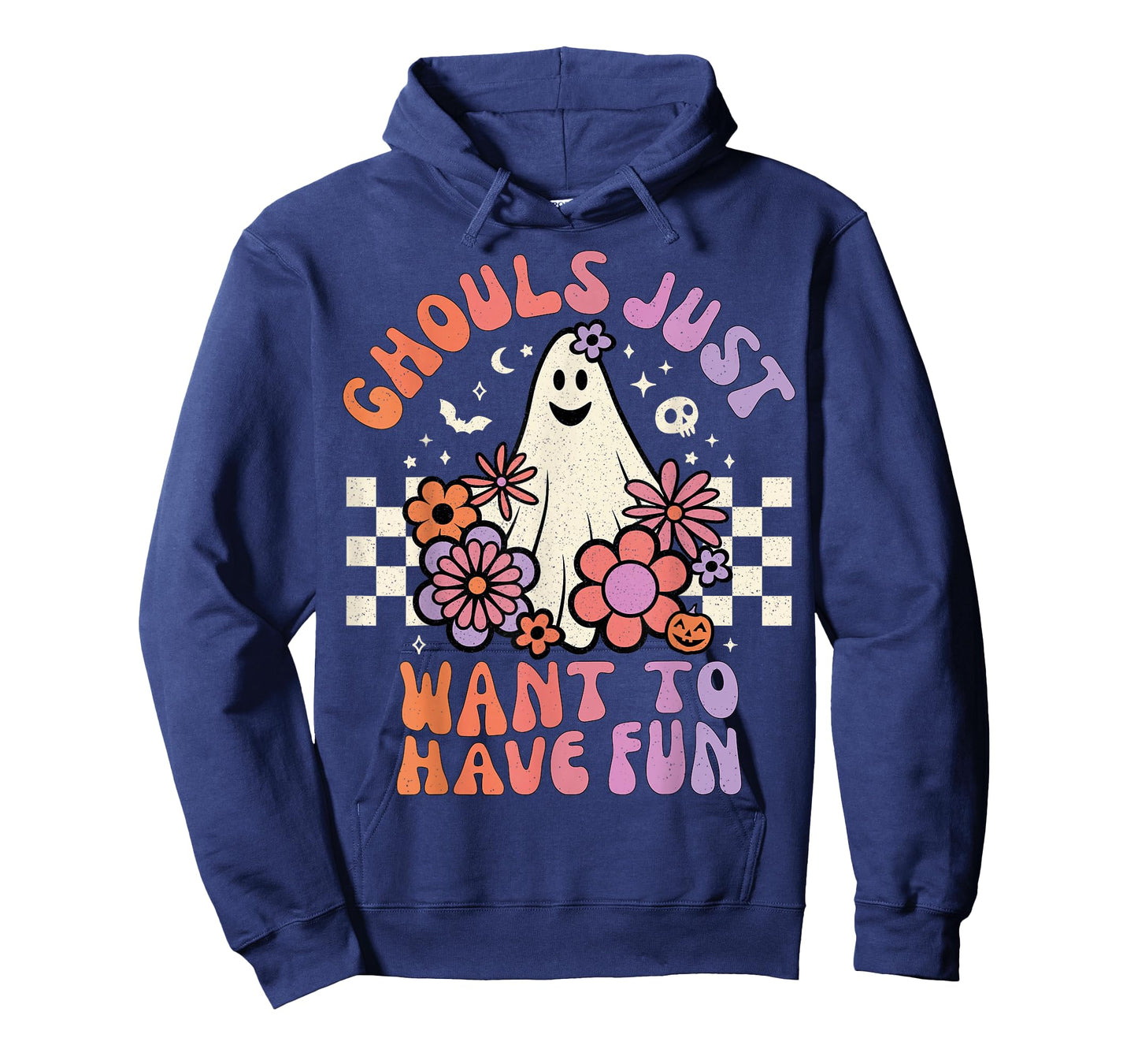 Ghouls Just Want to Have Fun Women Girls Floral Ghost Sketch T-Shirt