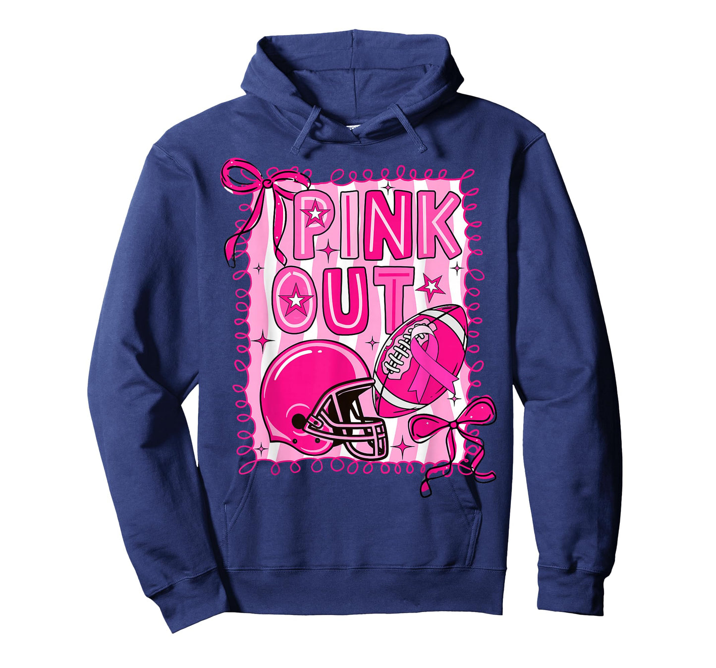 Pink Out Football Breast Cancer Awareness Coquette Women Bow T-Shirt