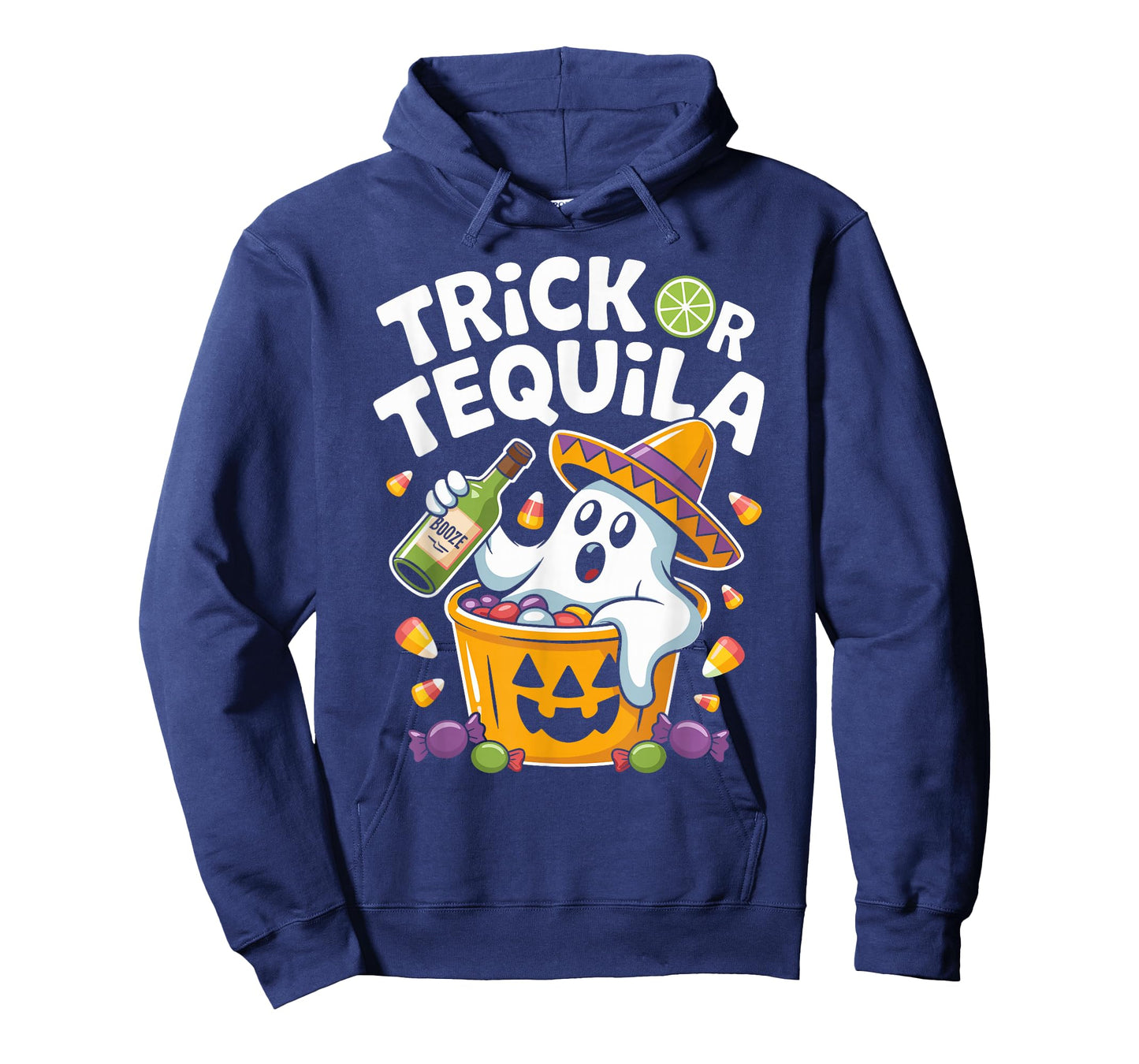 Trick Or Tequila Halloween Ghost Drinking T-Shirt