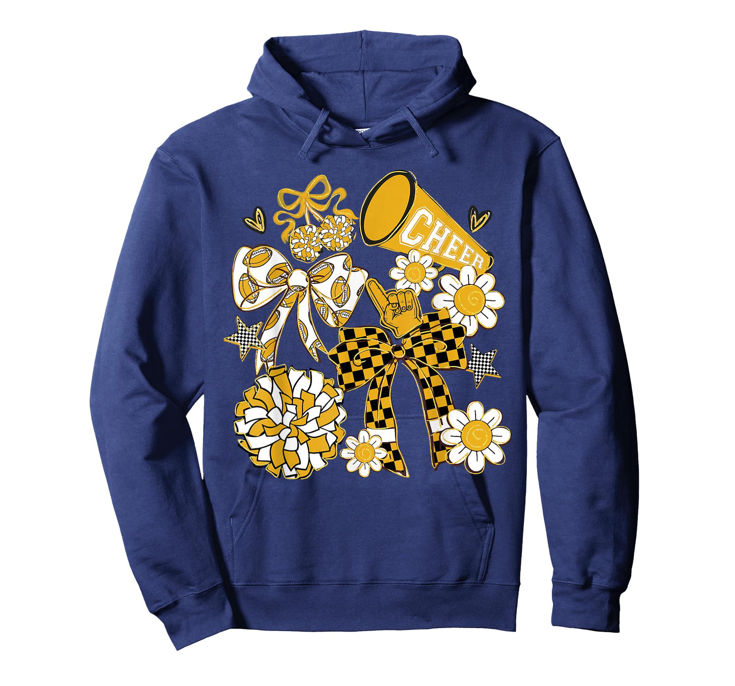 Coquette Bow Football Gold Black Game Cheer Mom Touchdown T-Shirt