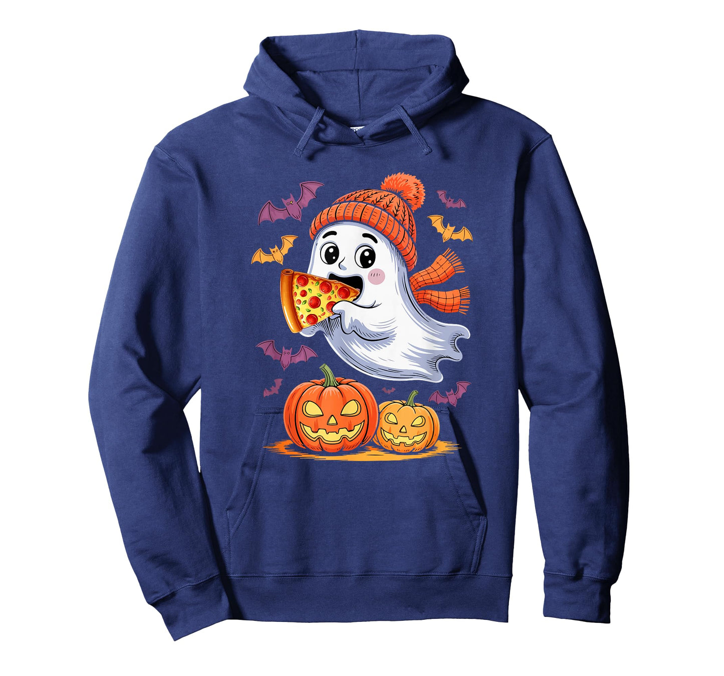 Cute Boo Ghost Eating Pizza Halloween Food Lover Kids Family T-Shirt