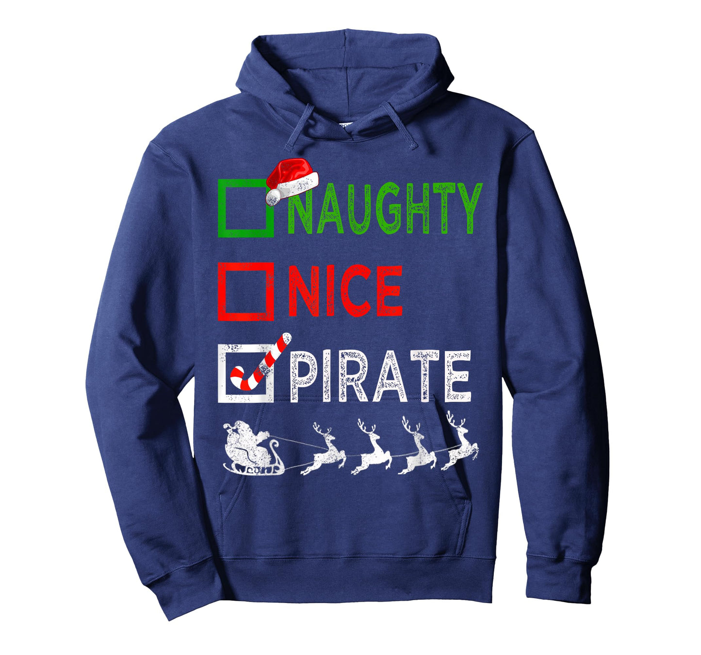 Naughty Nice Pirate Christmas Pajamas Funny Santa Hat Xmas T-Shirt