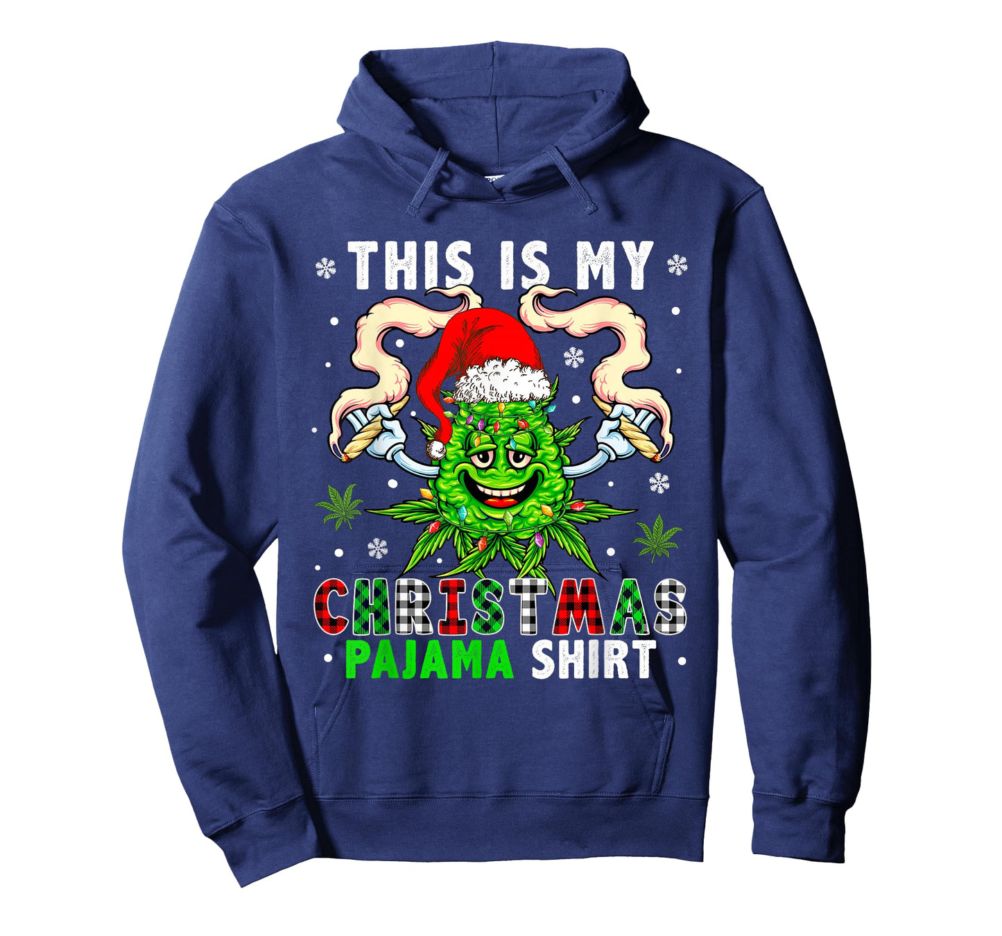 This Is My Christmas Pyjamas Plaid Santa Xmas Weed Smoking T-Shirt