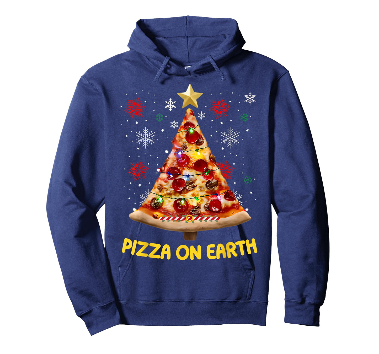 Pizza on Earth Christmas Tree Funny Xmas Pizza Fast Food Tee T-Shirt