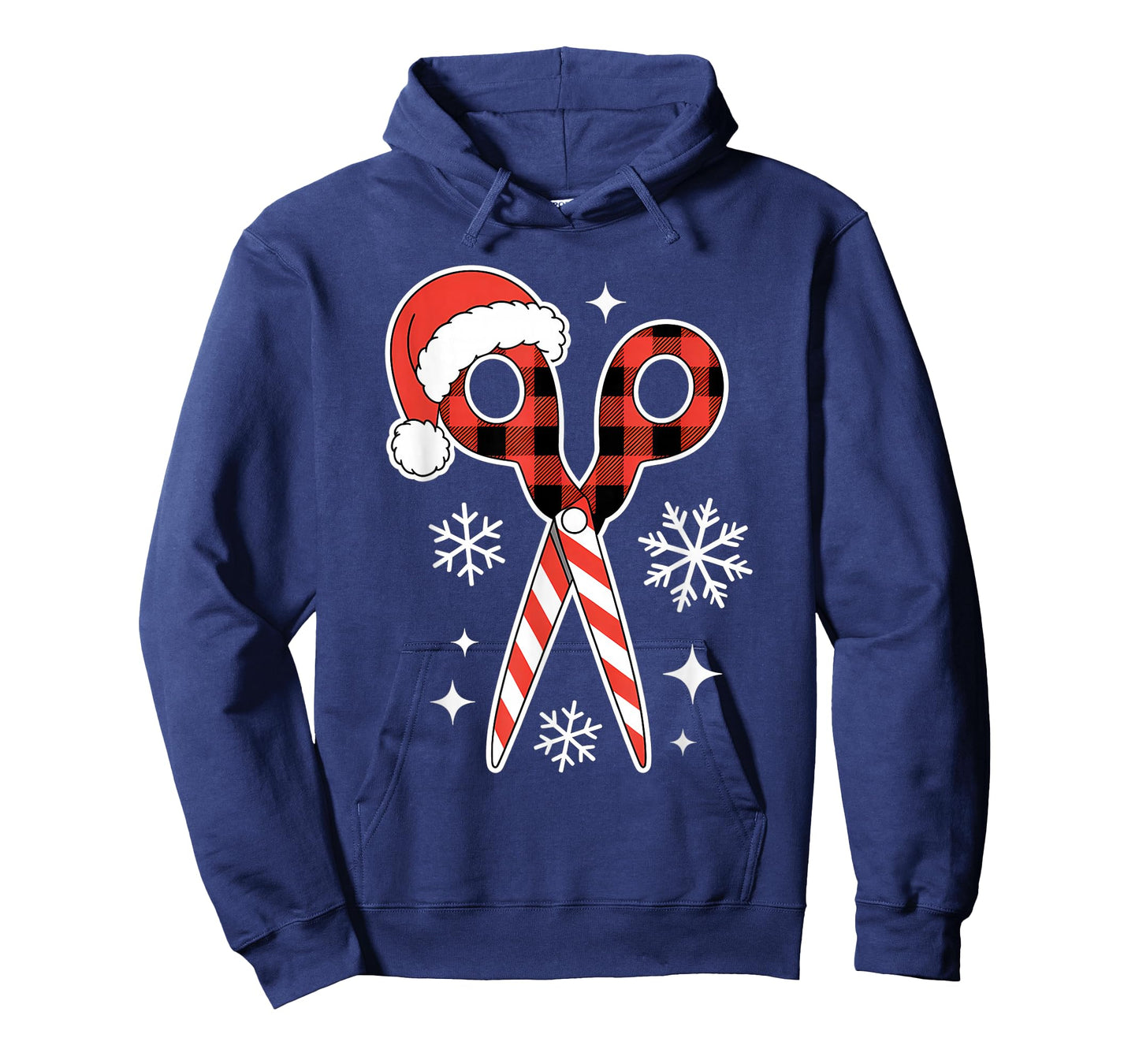 Christmas Buffalo Plaid Scissors with Santa Hat Men Women T-Shirt