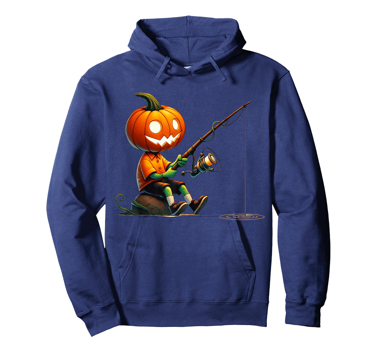 Pumpkin Face Fishing Halloween Costume Men Boys Kids T-Shirt
