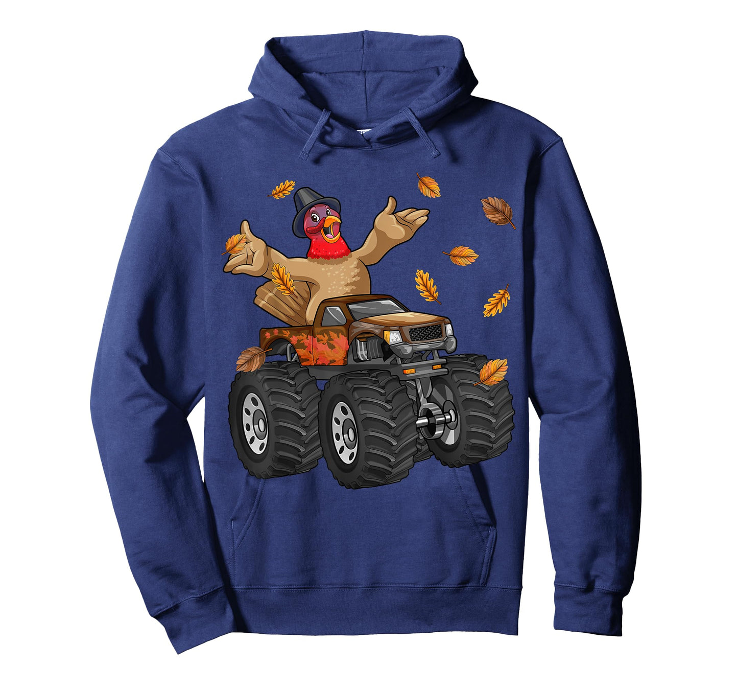 Thanksgiving Turkey Riding Monster Truck Funny Boys Kids T-Shirt