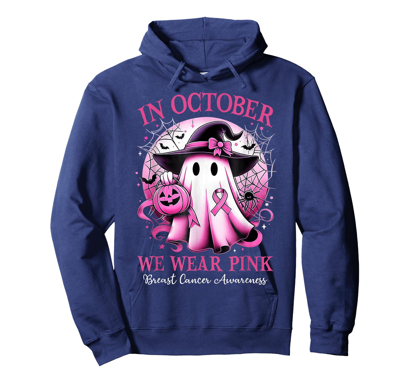 In October We Wear Pink Witch Ghost Breast Cancer Awareness T-Shirt