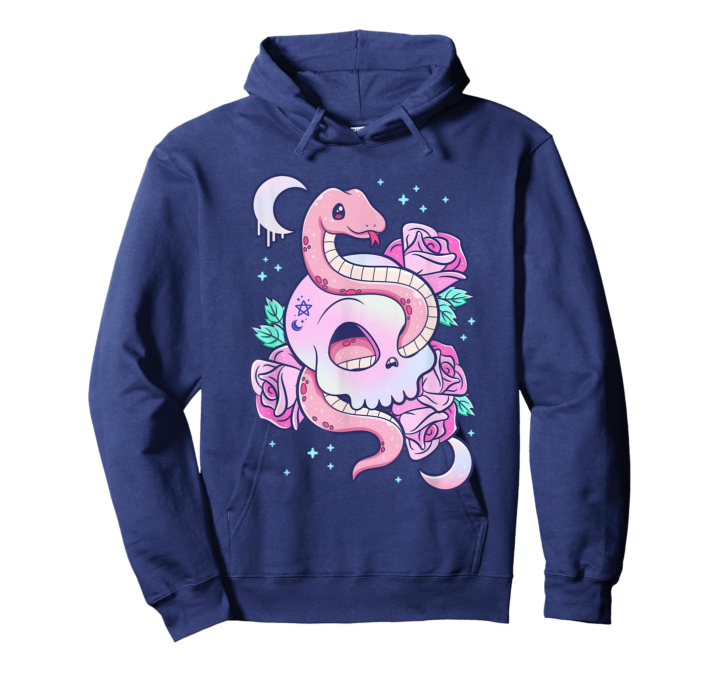 Kawaii Pastel Goth Cute Scary Skull Snake Roses T-Shirt