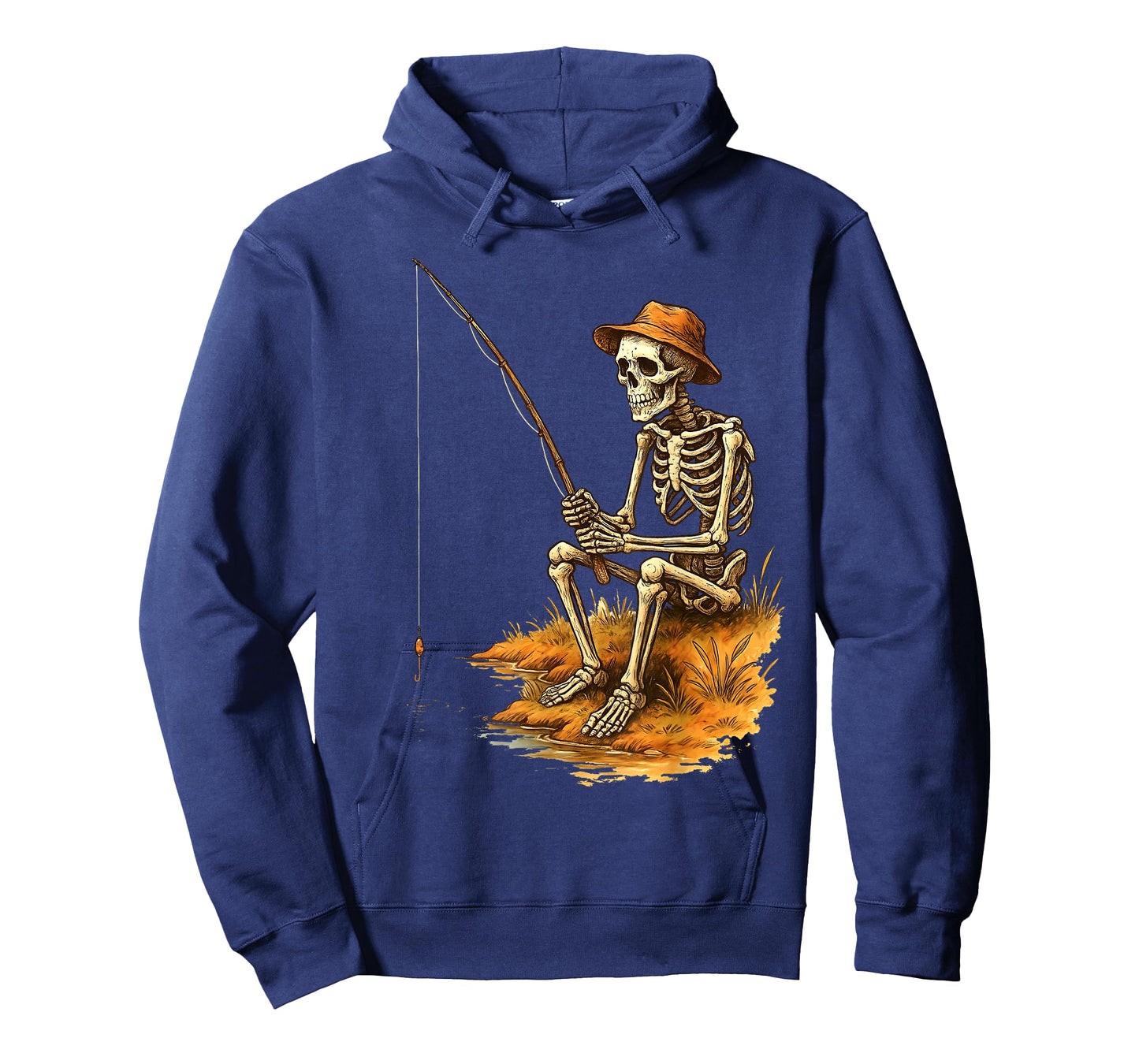 Skeleton Fishing Funny Halloween Costume Men Women Boys Kids T-Shirt