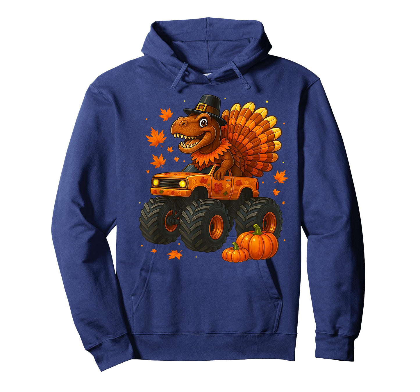 Monster Truck Trex Dinosaur Turkey Fall Thanksgiving Boy Kid T-Shirt