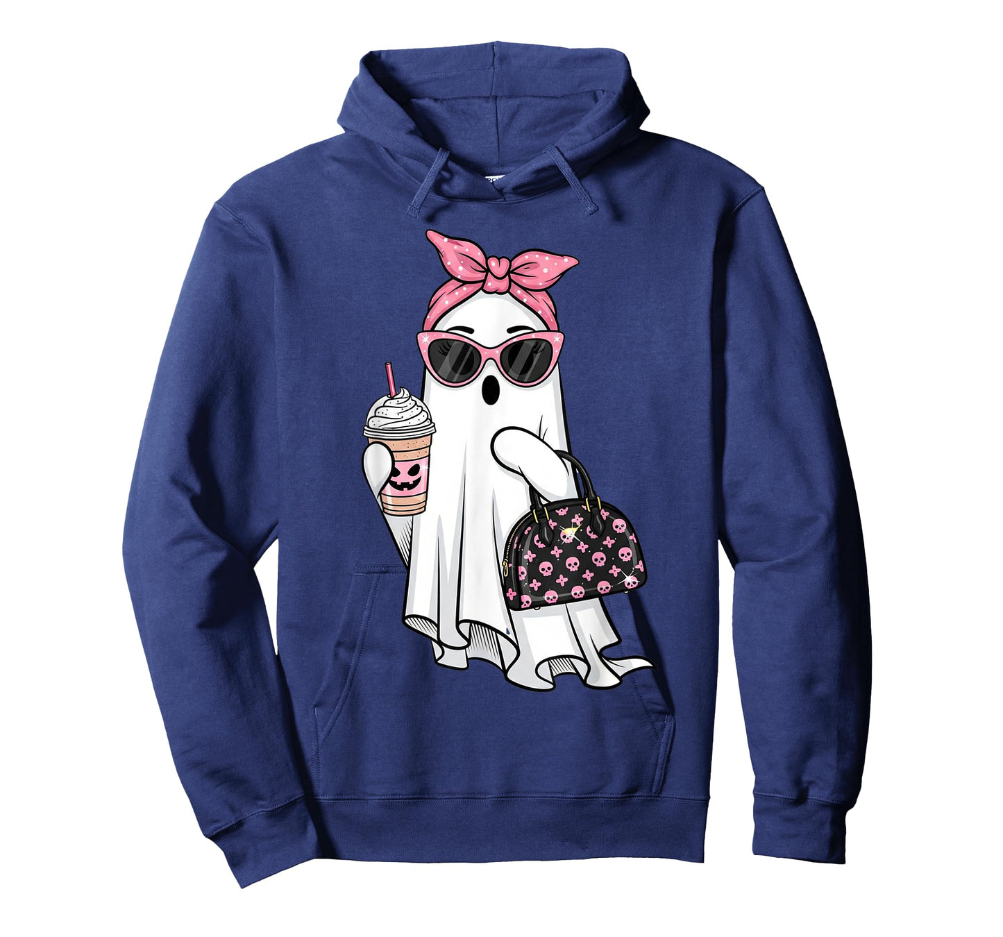 Cute Ghost Drinking Coffee Halloween Ghost Ice Coffee Womens T-Shirt