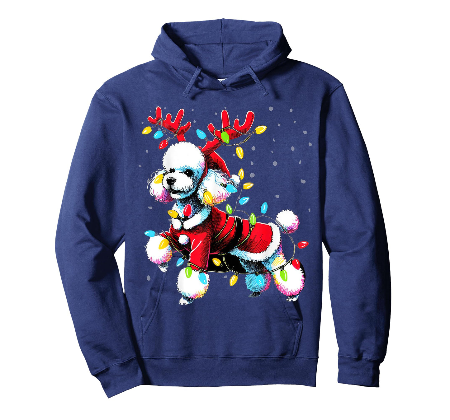 Poodle Santa Christmas Tree Lights, Funny Ugly Pajama Women T-Shirt
