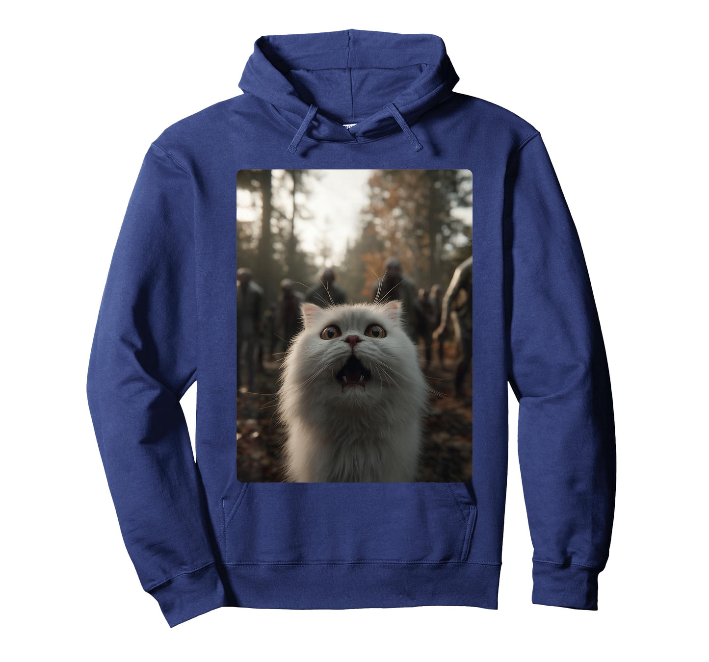 Funny White Persian Cat Selfie with Zombies Spooky Halloween T-Shirt