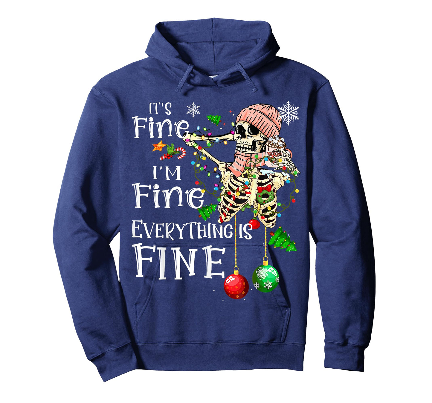 It's Fine I'm Fine Everything Is Fine Skeleton Latte Xmas T-Shirt