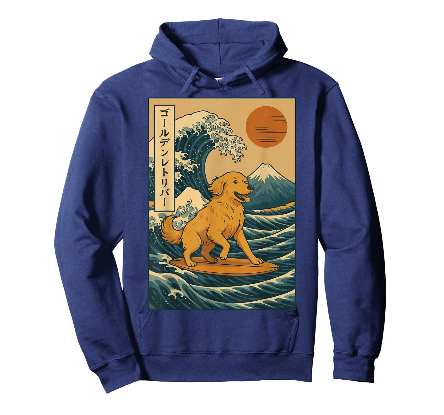 Golden Retriever Surfing Japanese Wave Great Wave T-Shirt