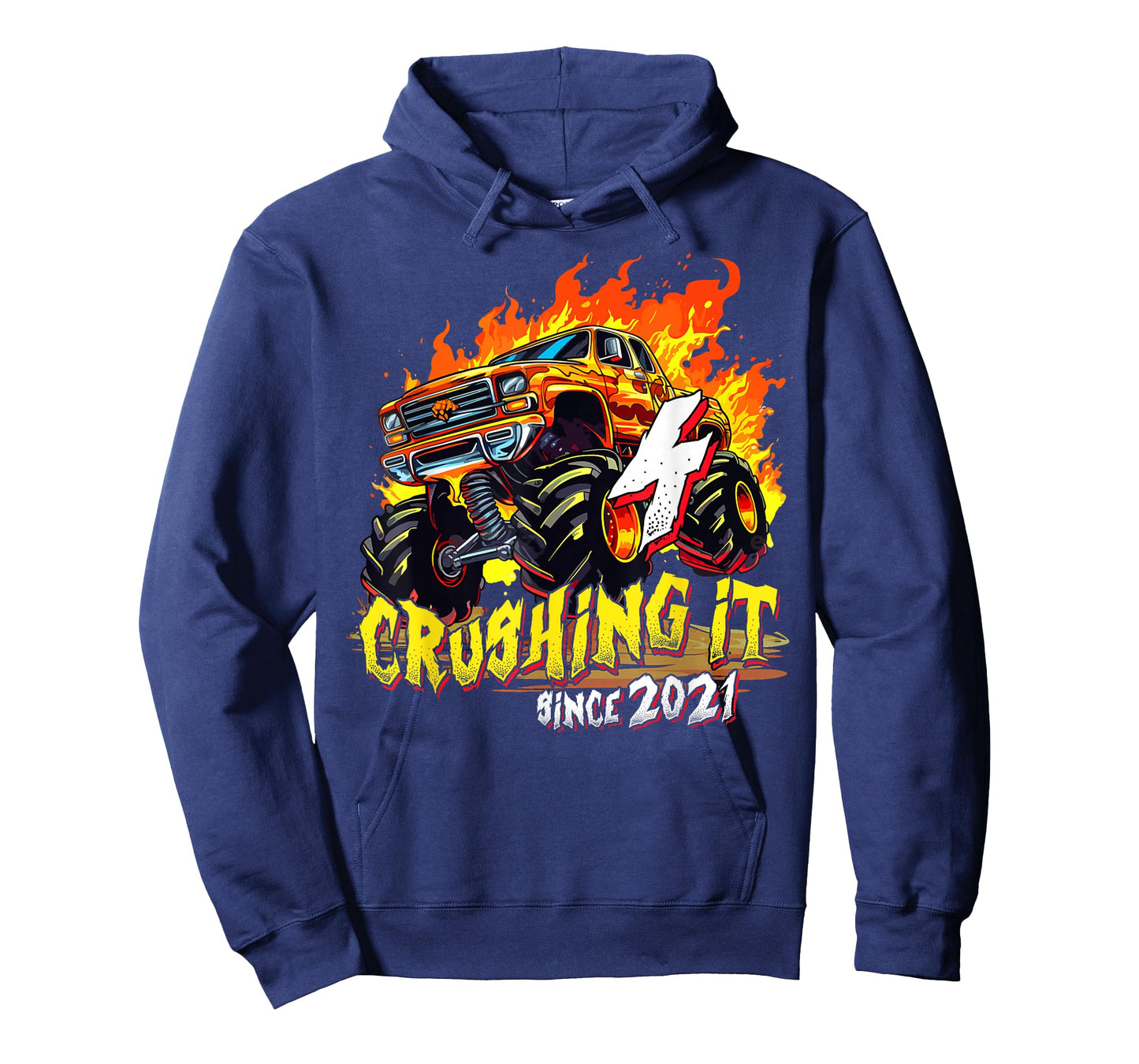 Monster Truck 4 Years Old Crushing It Since 2021 4th Bday T-Shirt