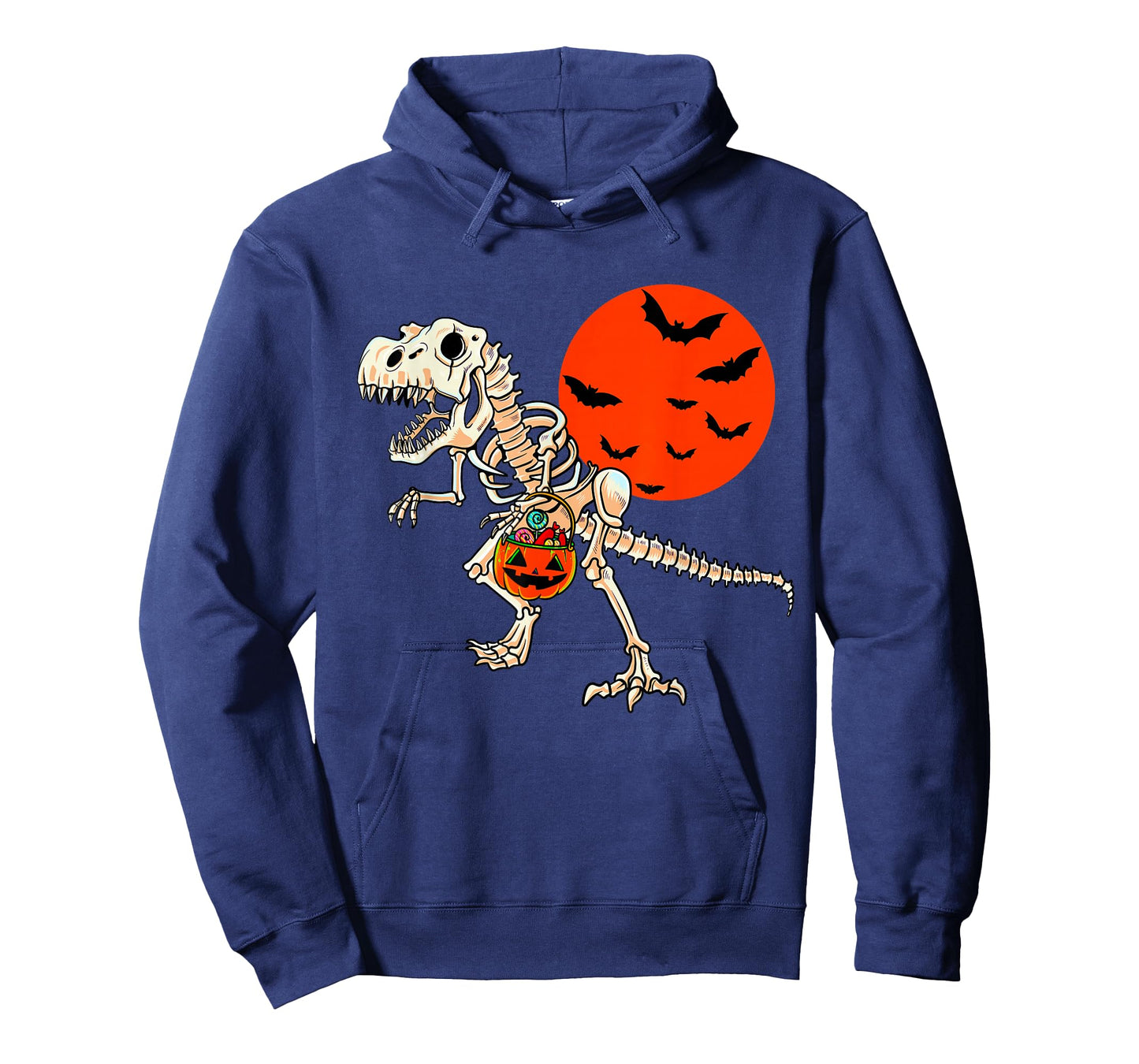Scary Dinosaur Halloween Boys T Rex Skeleton Pumpkin Moon T-Shirt