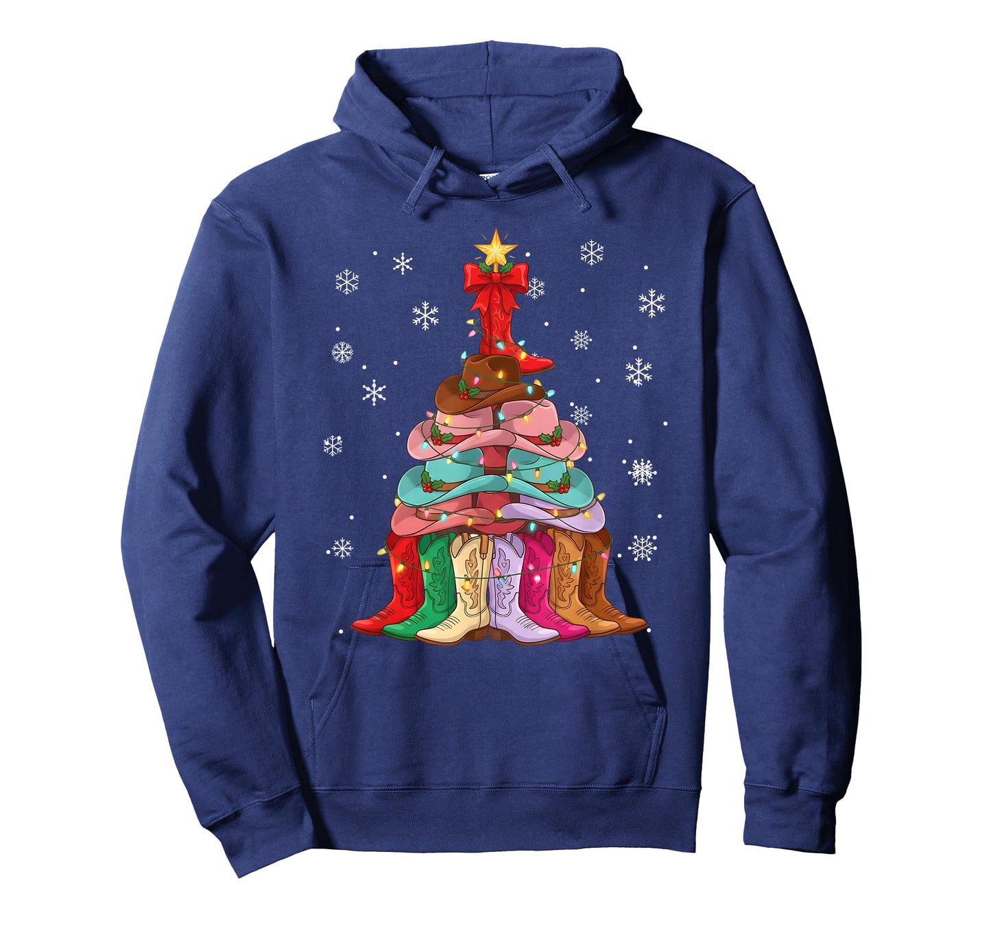 Cowboy Hat & Boot Christmas Tree Funny Western Holiday T-Shirt