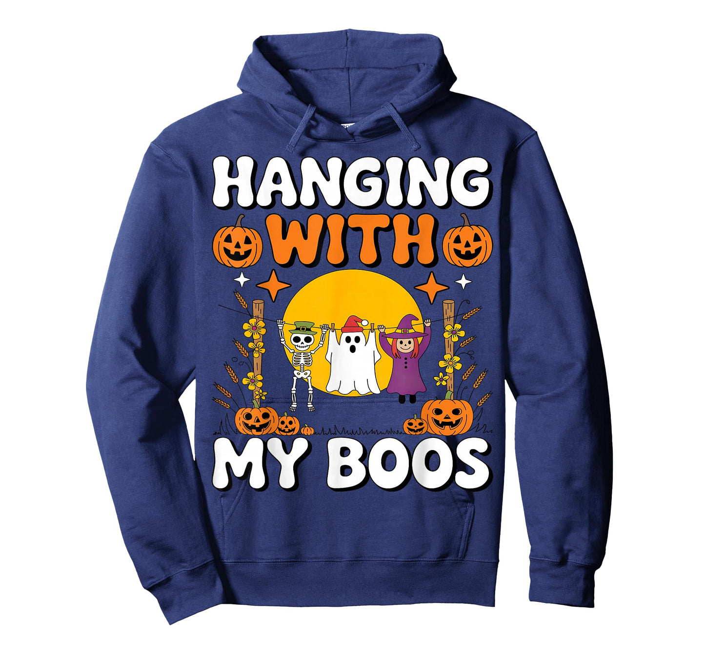 Hanging with My Boos Funny Halloween Ghost Witch Skeleton T-Shirt