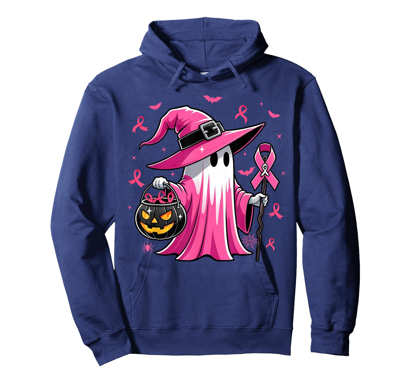 Halloween Pink Ghost Witch Breast Cancer Awareness Women T-Shirt