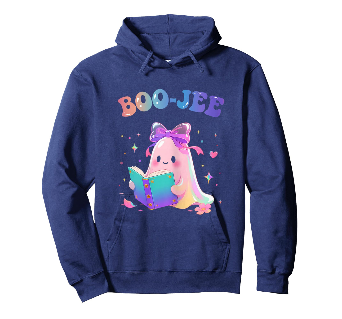 Cute Halloween Pastel BooJee Ghost Coquette Bow Book Girls T-Shirt