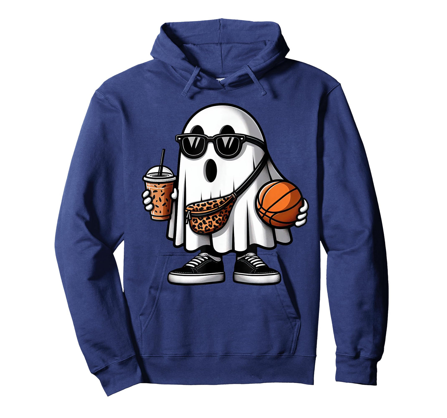 Funny Basketball Ghost Halloween Womens Mens Kids T-Shirt