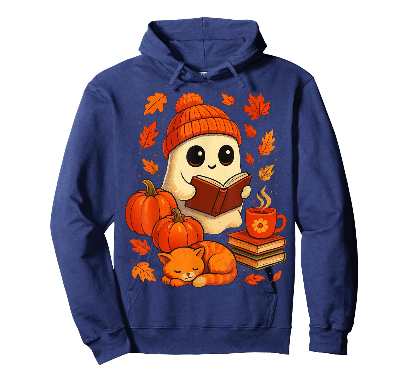 Ghost Reading Book Lovers Autumn Fall Halloween T-Shirt
