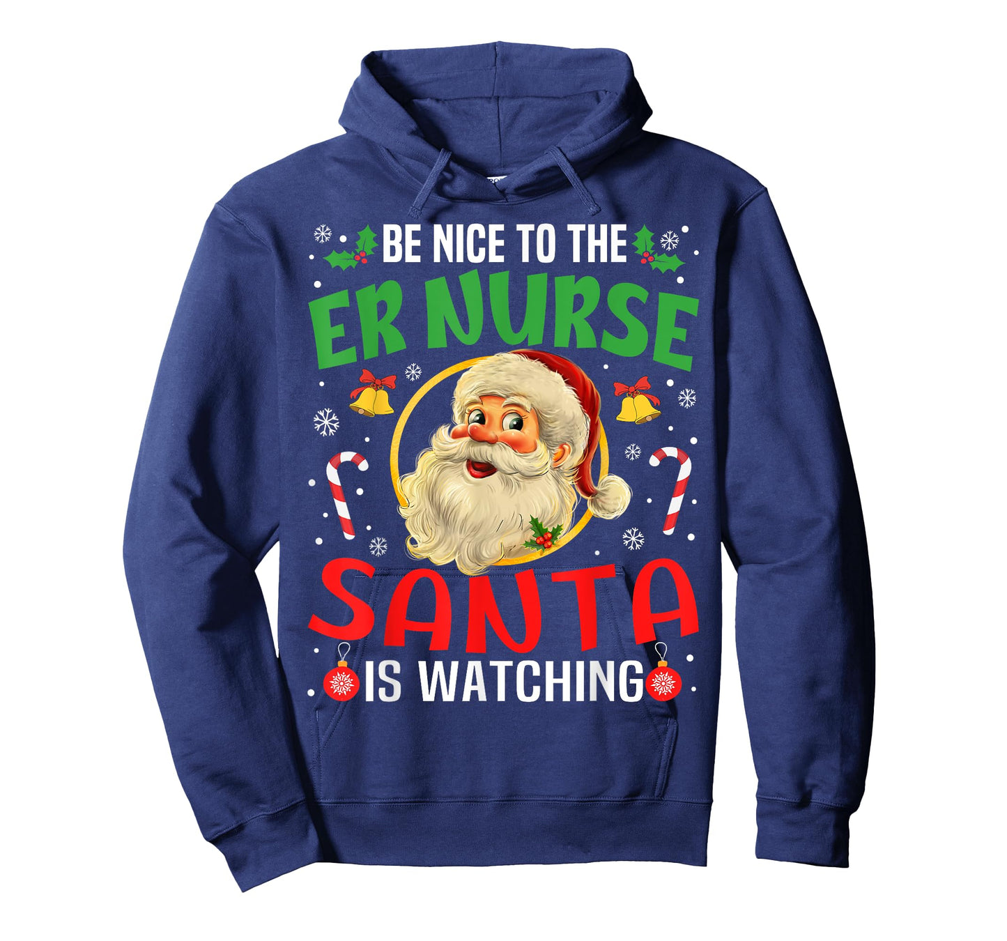 Be Nice To The Er Nurse Santa Is Watching Christmas Funny T-Shirt