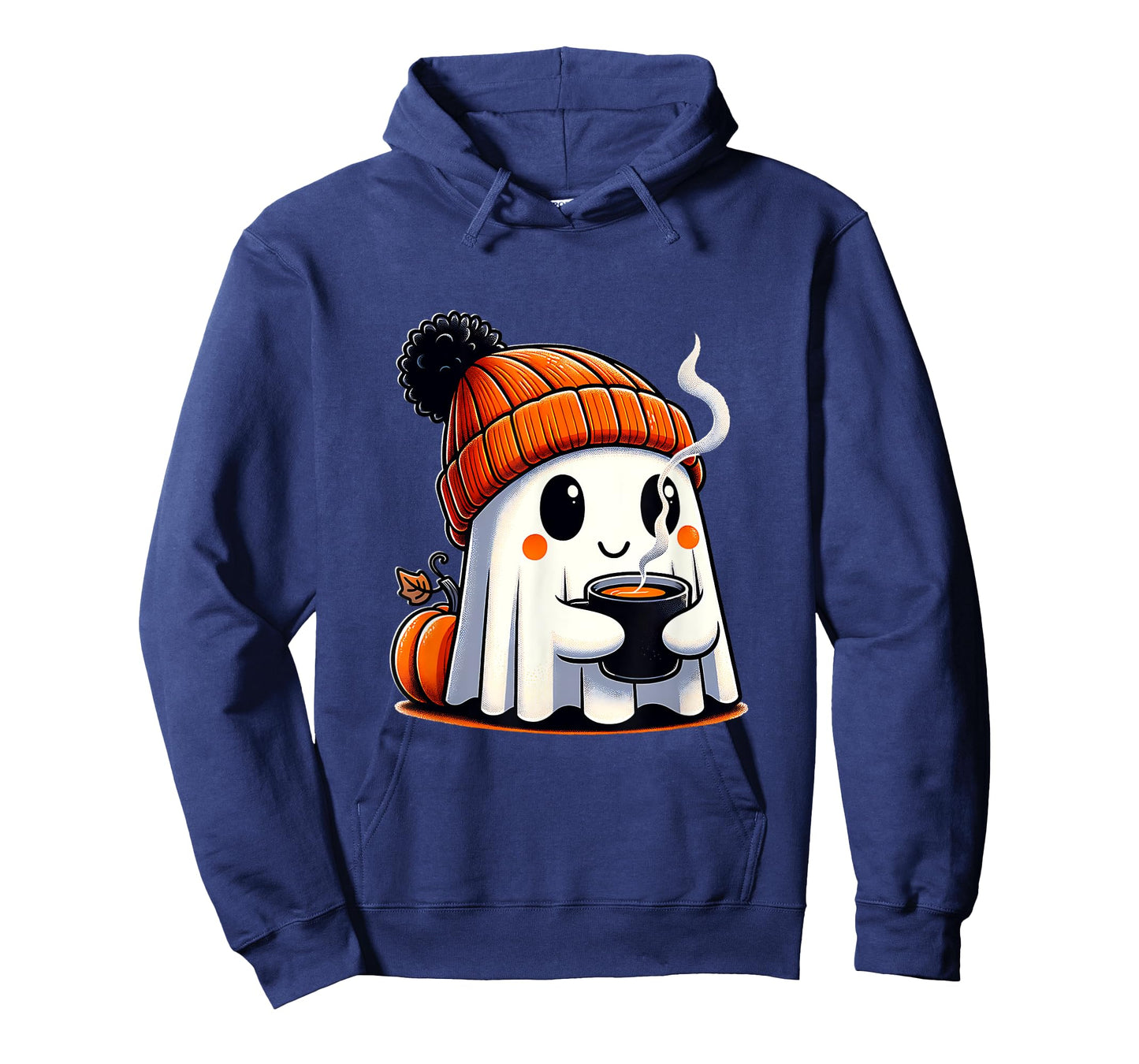 Halloween Cute Kawaii Ghost Drinking Coffee Women Men Kids T-Shirt