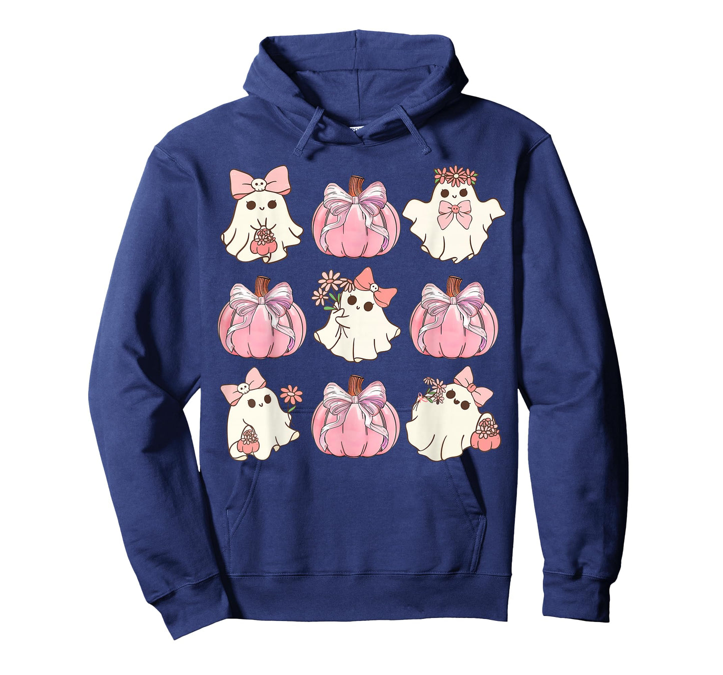Preppy Coquette Floral Halloween Ghost Boo Cute Pink Pumpkin T-Shirt
