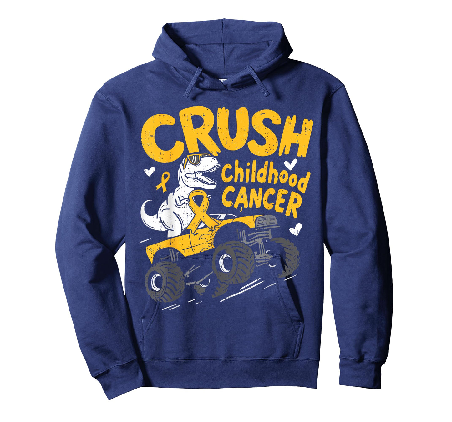 Crush Childhood Cancer Awareness T Rex Dino Truck Boy Kids T-Shirt