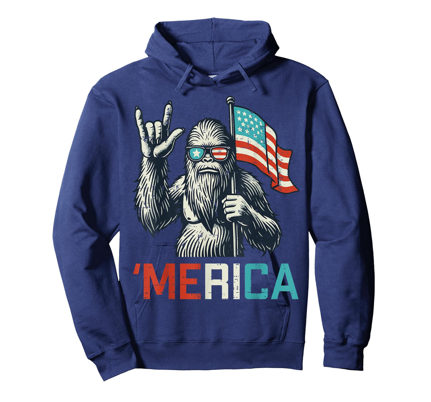 Bigfoot Rock US Flag Merica Sasquatch Patriot Men Boys Kids T-Shirt