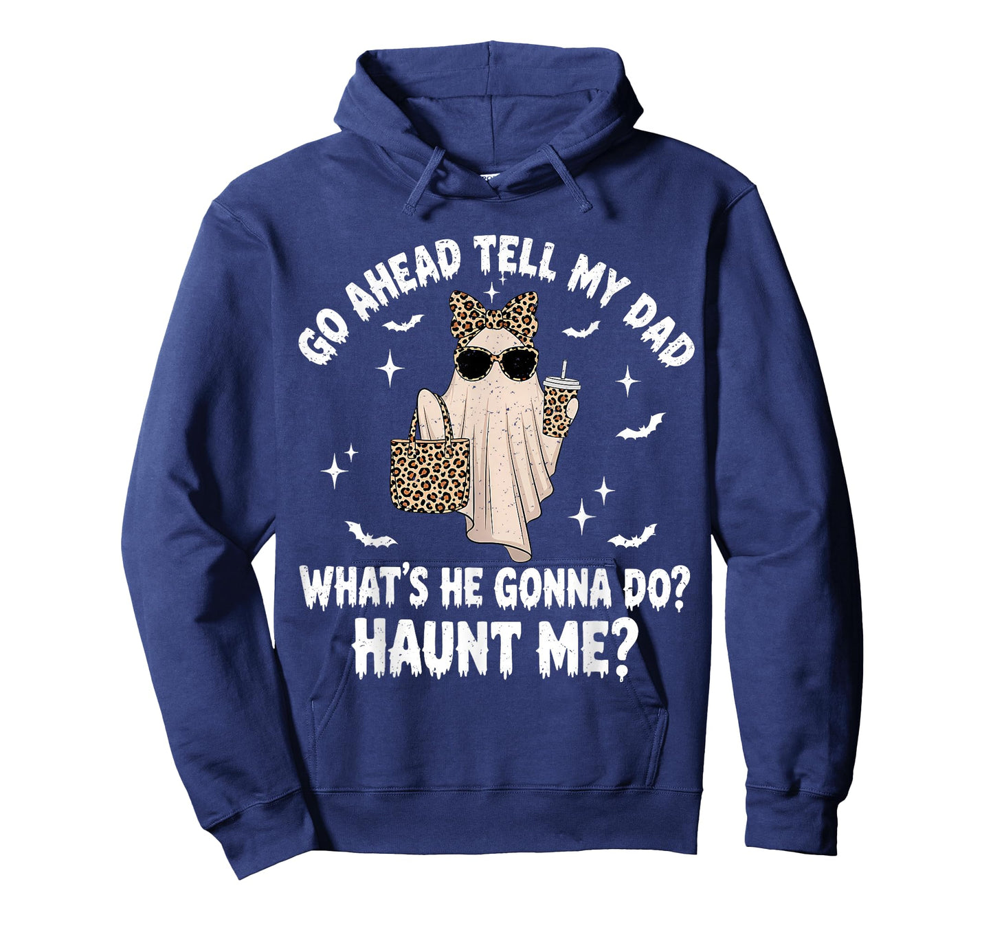 Go Ahead Tell My Dad Leopard Funny Coffee Ghost Halloween T-Shirt