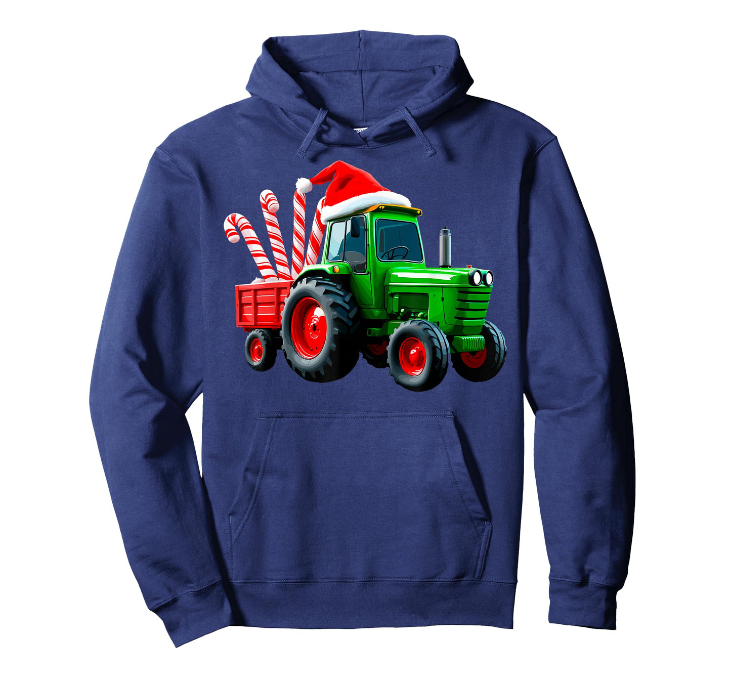 Tractor with Trailer Candy Cane Santa Farm Farmer Christmas T-Shirt