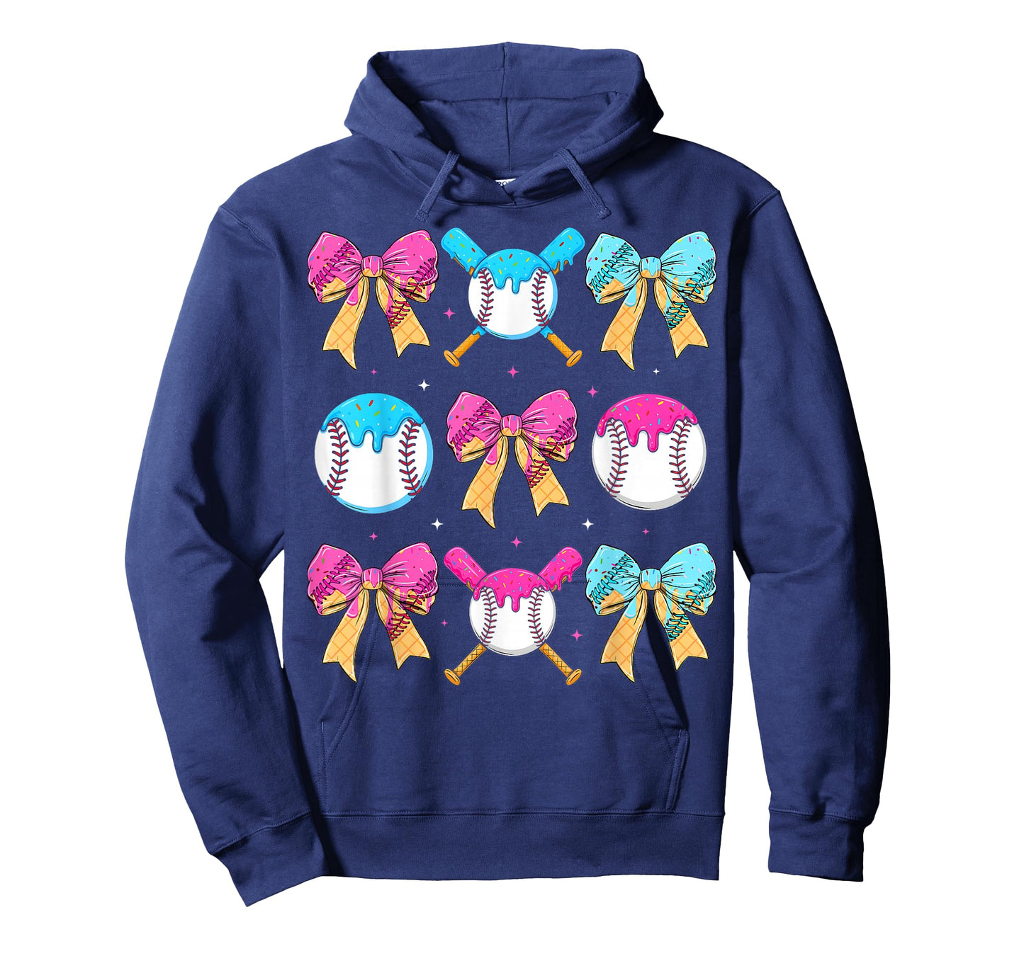 Baseball Sister Drip Bow Ice Cream Drip Girls Sprinkle Youth T-Shirt