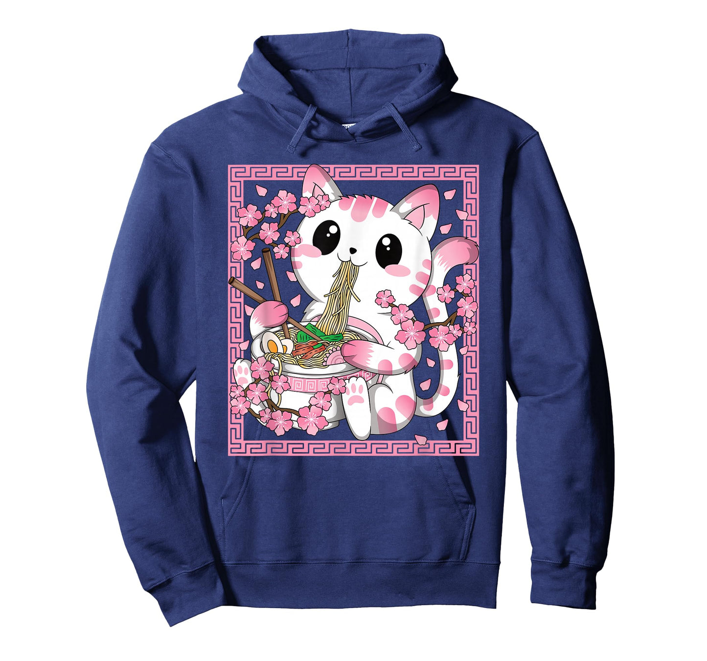 Kawaii Cat Ramen Anime Japanese Cherry Blossom Women Girls T-Shirt