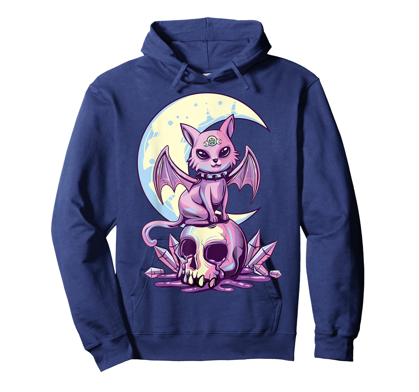 Pastel Goth Wiccan Cat Cute Creepy Witchy Cat and Skull T-Shirt