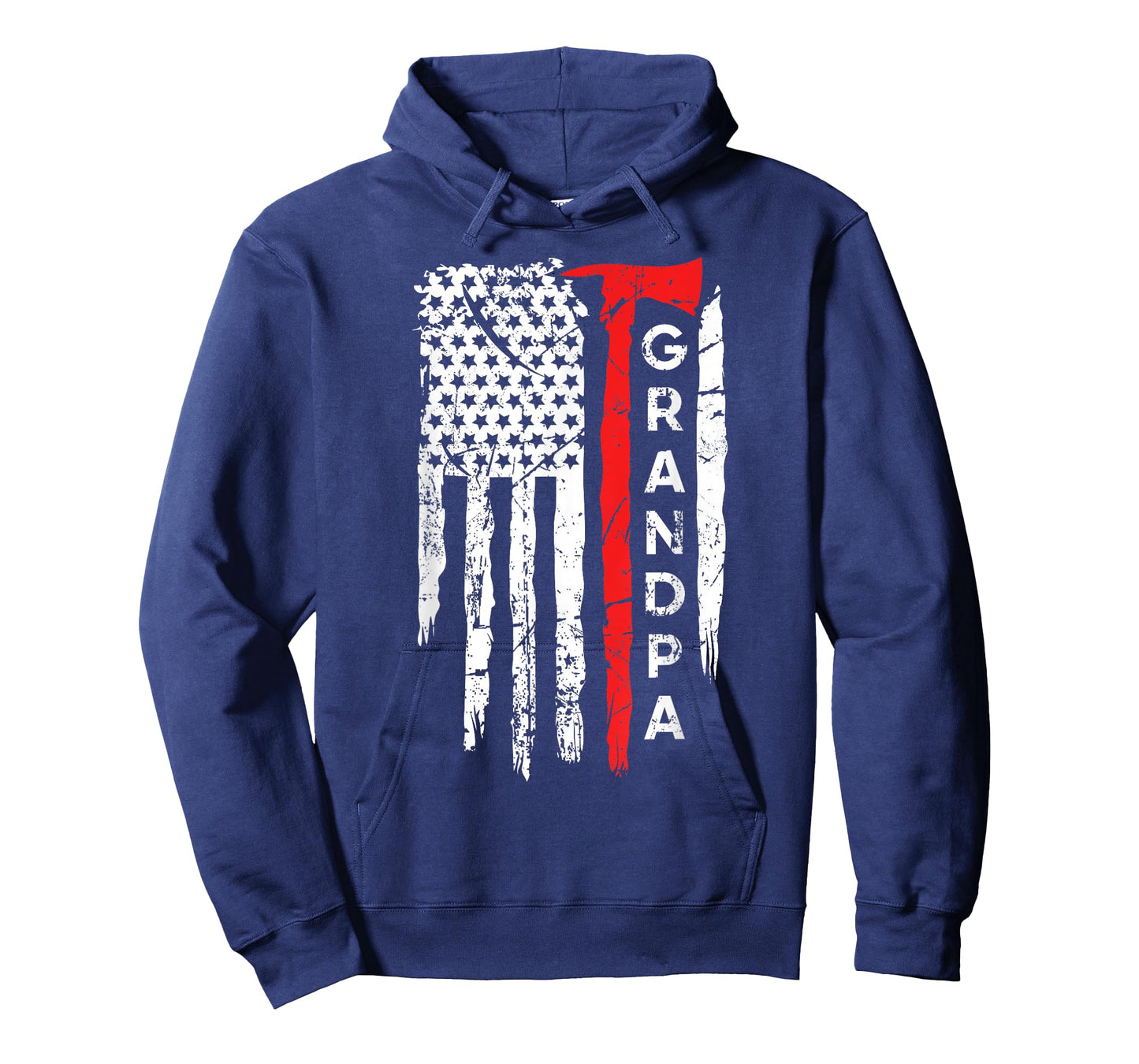 Proud Grandpa Thin Red Line Firefighter Axe American Flag T-Shirt for Women Girls Kids Men
